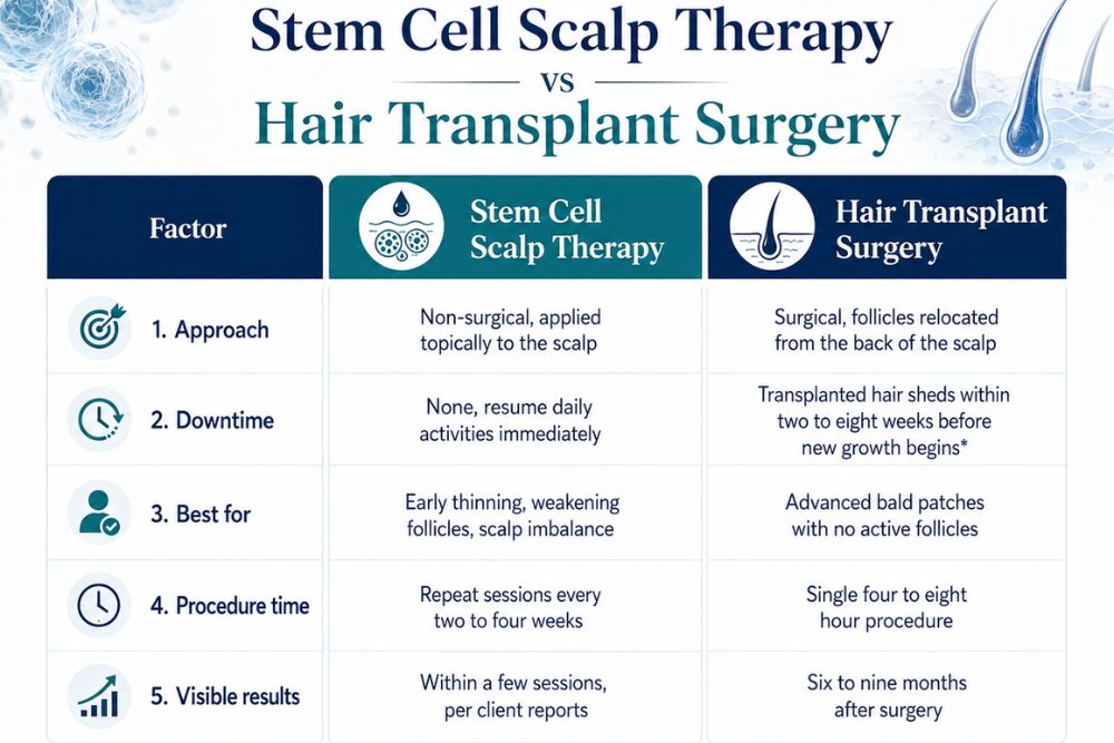 Difference between stem cell therapy and hair transplant surgery