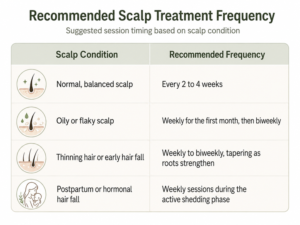 Recommended frequency based on scalp condition