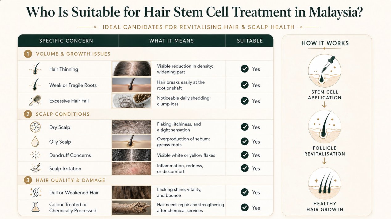 Hair stem cell treatment suitability infographic